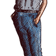 Une jeune femme en jeans et t-shirt gris