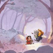 Un homme et un renard dans une forêt